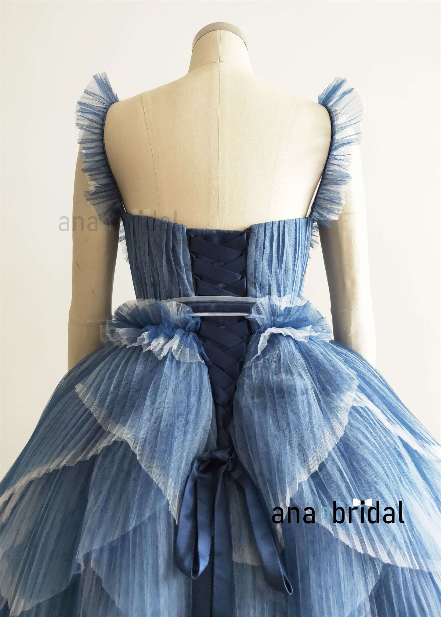 Pleated Tulle Petals Photoshoot Dress/ Prom Dress