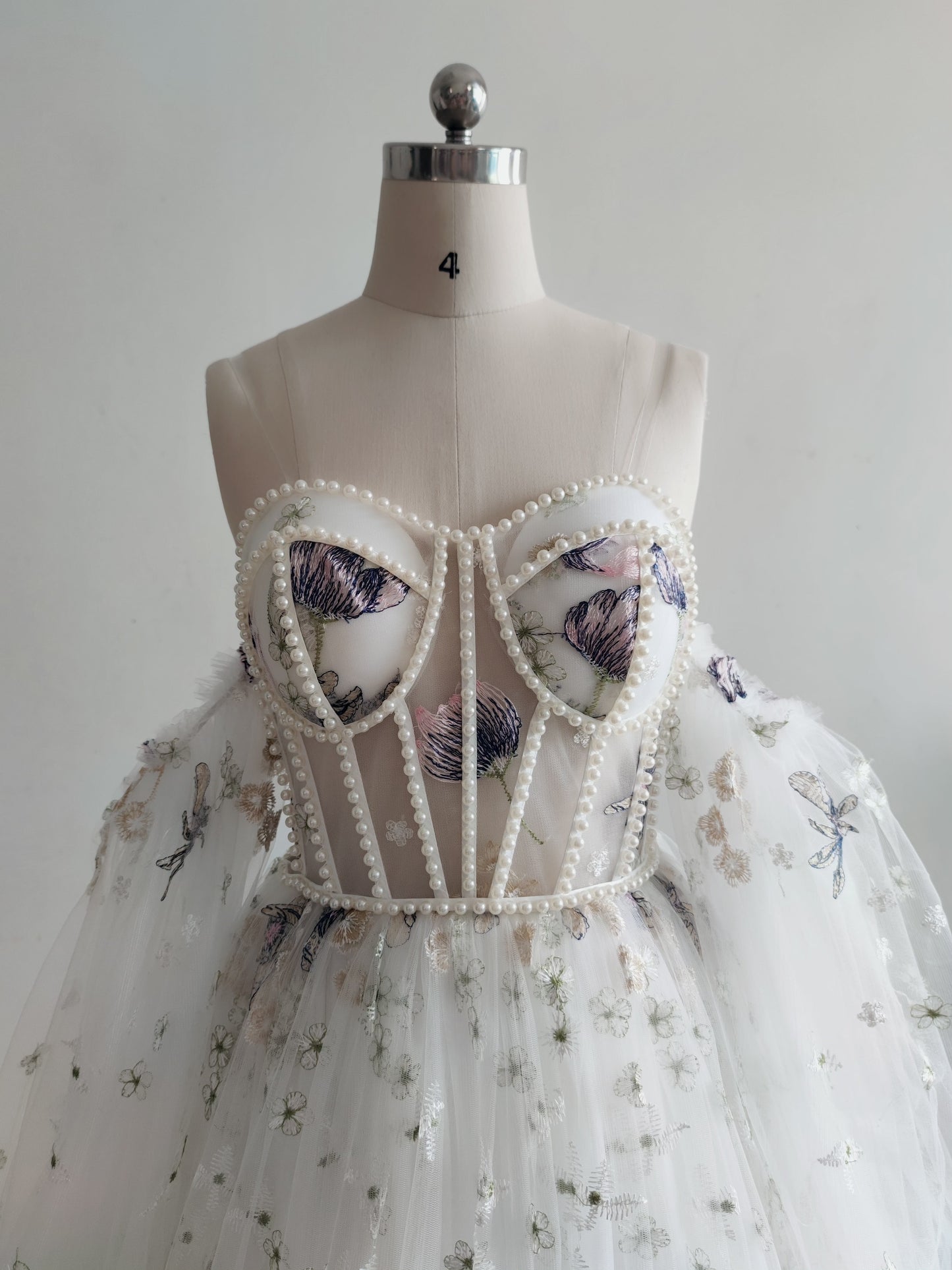 Pearl Embellished Floral Lace PhotoShoot Dress