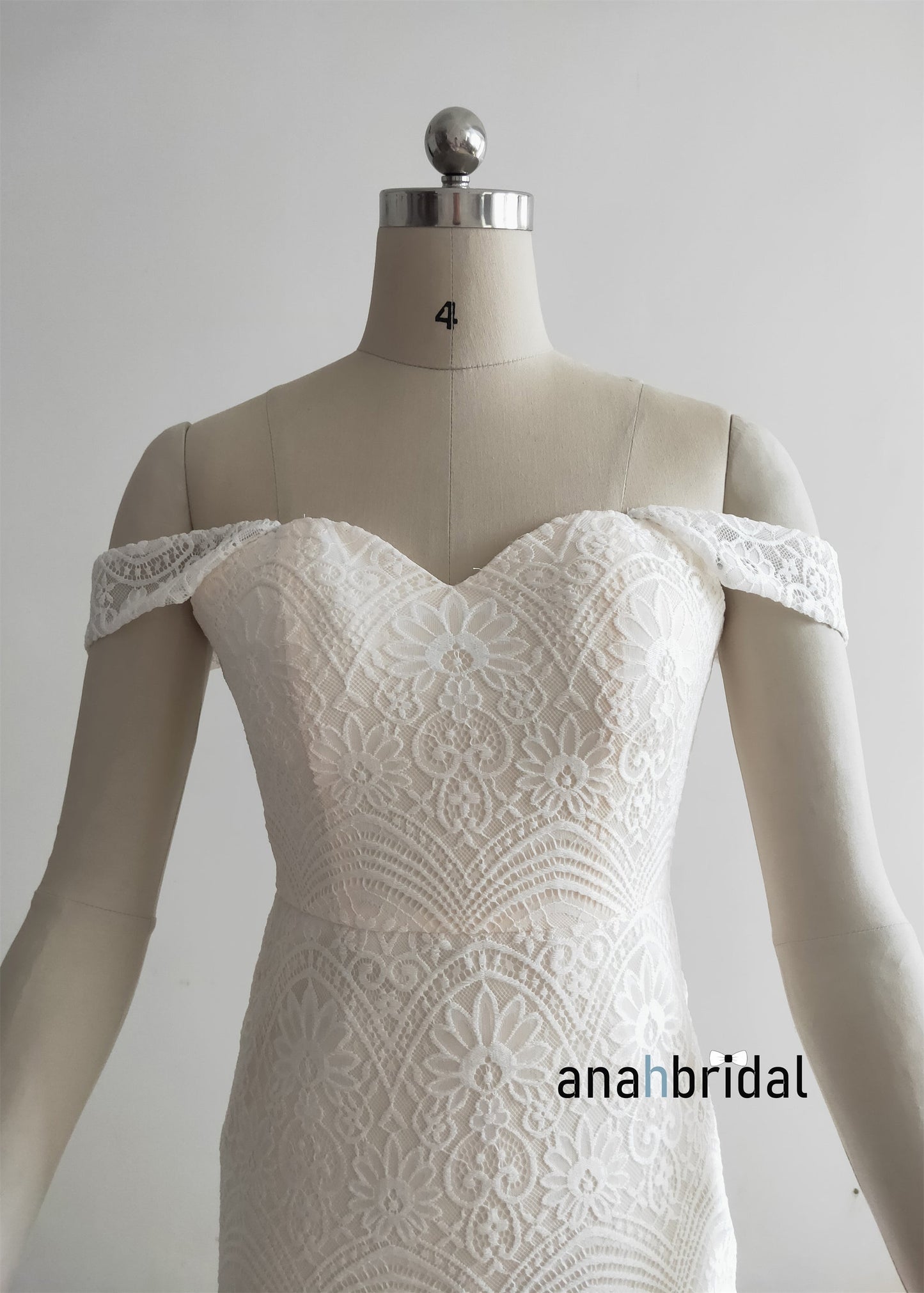 Off Shoulder Ivory Lace Wedding Dress
