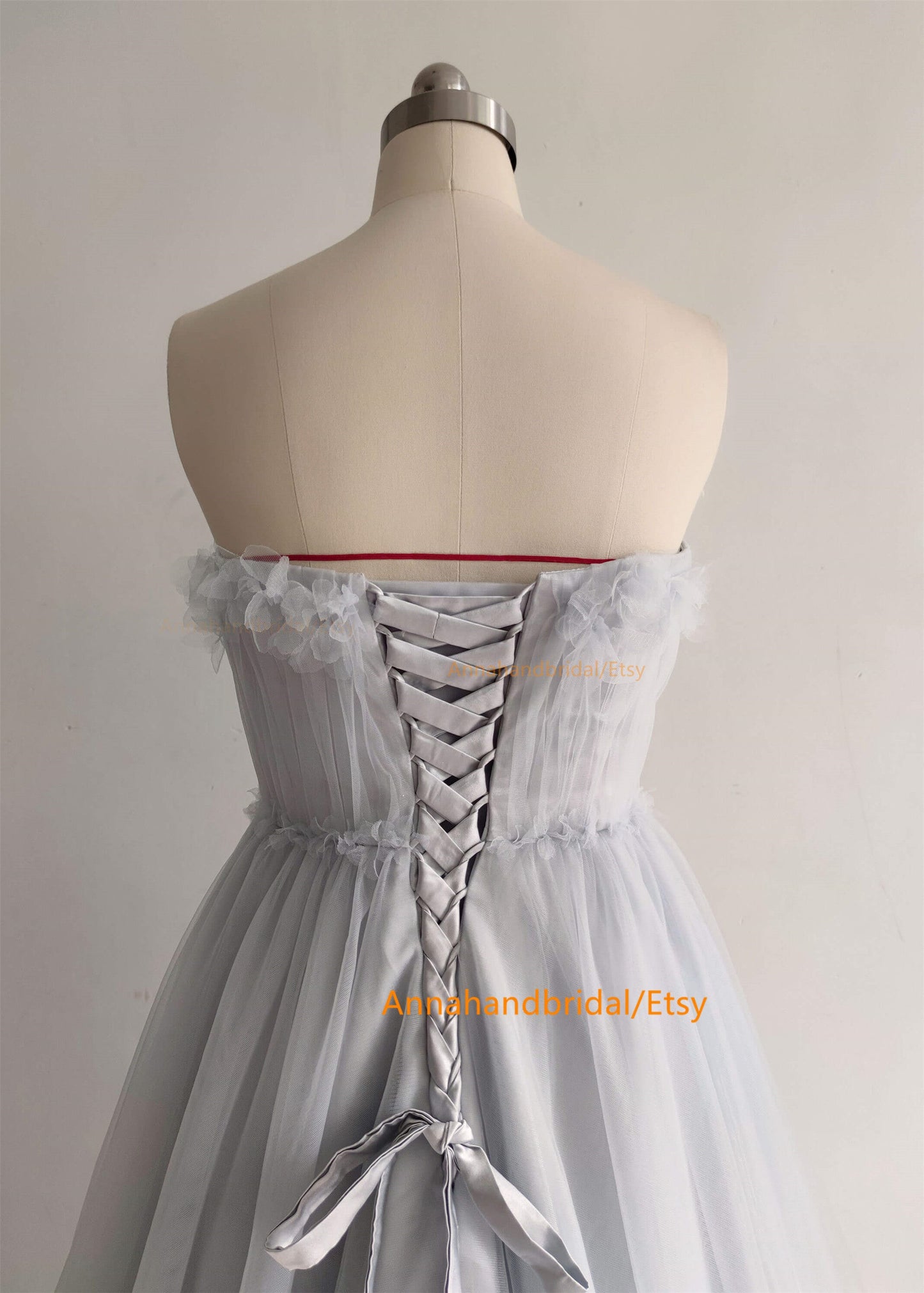 Gray Blue Strapless PhotoShoot Dress