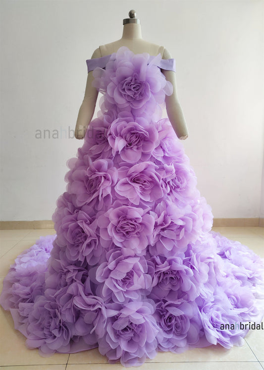 Lavender Organza Blossom Photo Shoot Dress